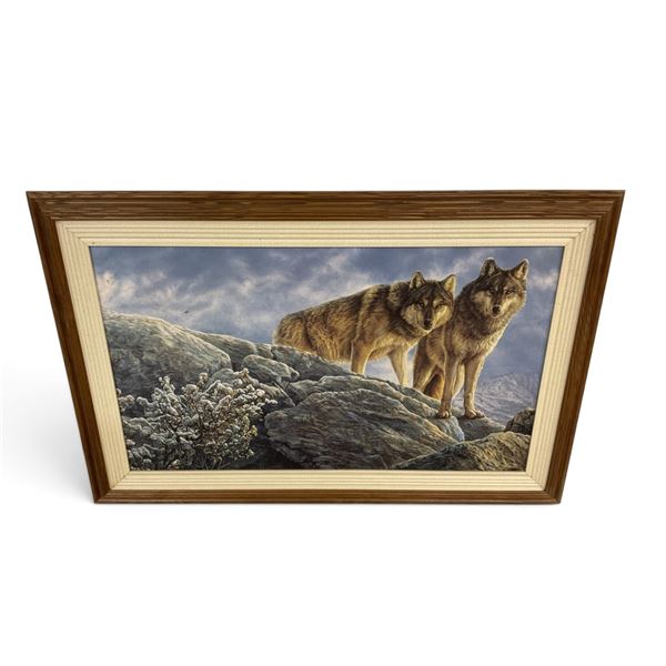 Framed Wolf Couple on A Stroll Print, Total Size is 27" X 40", ** Pick Up In Store Only**
