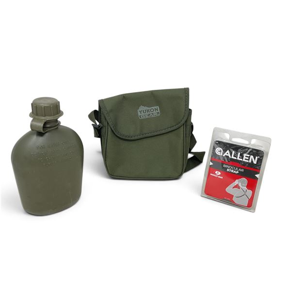 Military Water Canteen, Binocular Case and Strap
