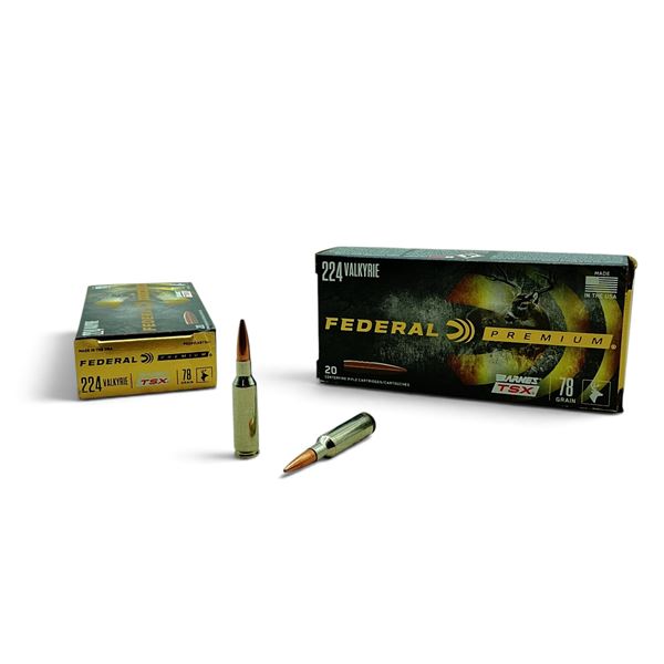Federal Premium 224 Valkyrie, 78 Grain Barnes TSX Ammunition, 40 Rounds