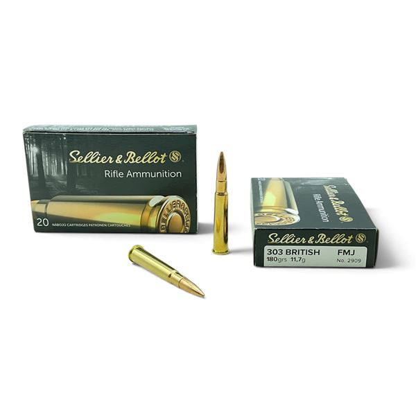 Sellier and Bellot 303 British, 180 Grain FMJ Ammunition, 40 Rounds
