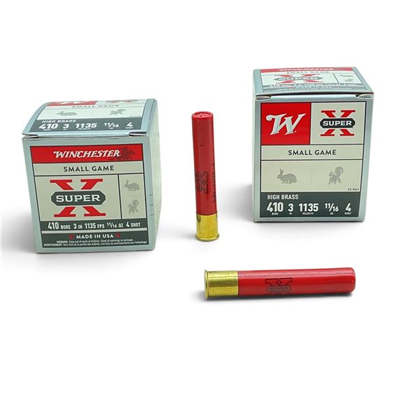 Winchester Super X Small Game 410 Ga, 3", #4 Shot Ammunition, 50 Rounds
