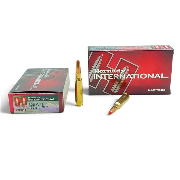 Hornady International 308 Win, 165 Grain ECX Ammunition, 40 Rounds