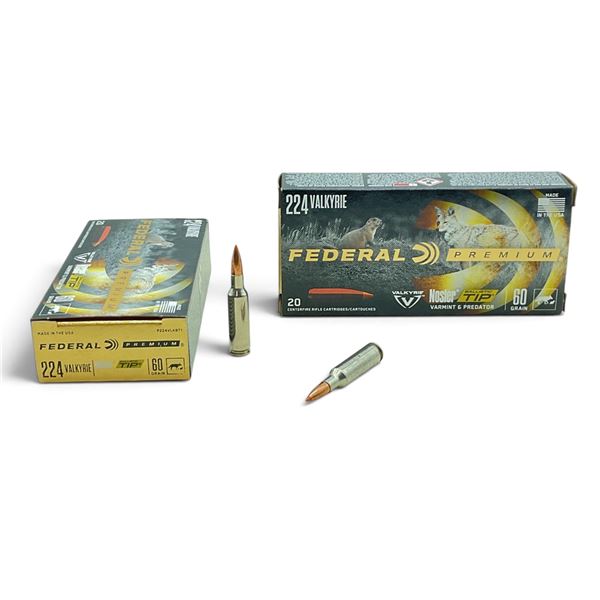 Federal Premium 224 Valkyrie, 60 Grain Nosler Ballistic Tip Ammunition, 40 Rounds