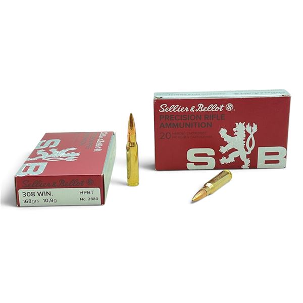 Selier and Bellot 308 Win, 168 Grain HPBT Ammunition, 40 Rounds