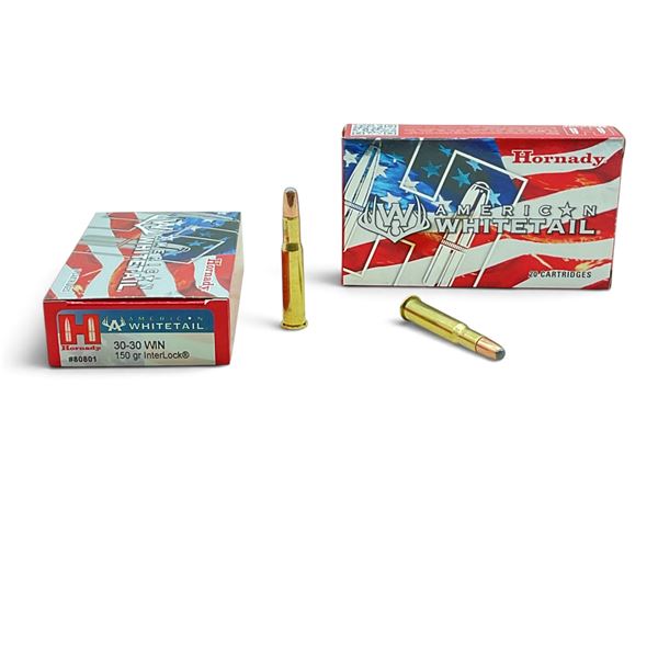 Hornady American Whitetail 30-30 Win, 150 Grain Interlock Ammunition, 40 Rounds