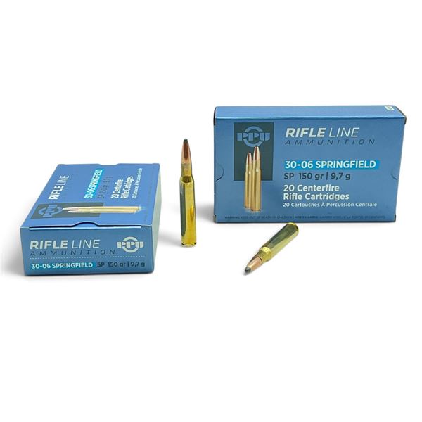 PPU Rifleline 30-06 Spring, 150 Grain SP Ammunition, 40 Rounds