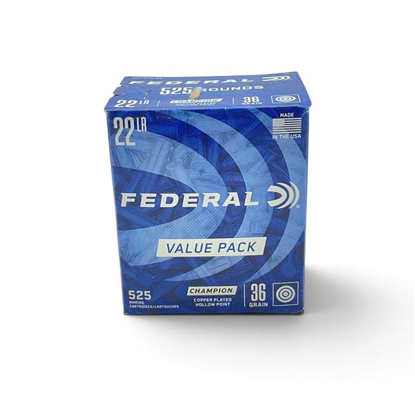 Federal Champion 22LR 36 Grain Copper Plated HP Ammunition, 525 Rounds