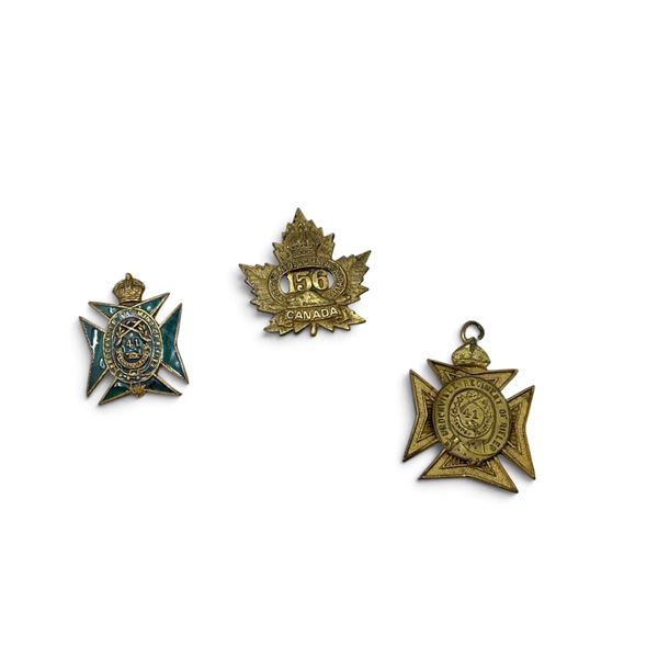 Brockville Rifles Pin, Pendant and 156 BN CEF Collar Badge