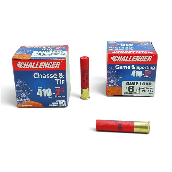 Challenger Game & Sporting 410 Ga, 2-1/2", #6 Ammunition, 50 Rounds