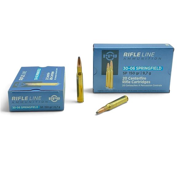 PPU Rifleline 30-06 Spring, 150 Grain SP Ammunition, 40 Rounds