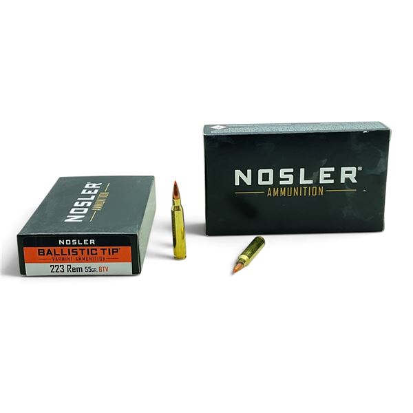 Nosler Ballistic Tip Varmint 223 Rem, 55 Grain BTV Ammunition, 40 Rounds