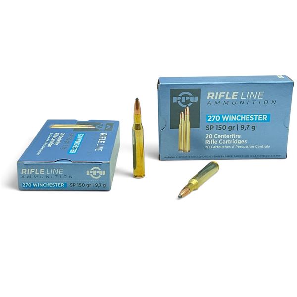 PPU RifleLine 270 Win, 150 Grain SP Ammunition, 40 Rounds