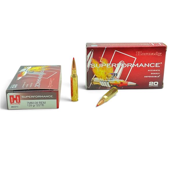Hornady SuperPeformance 7mm-08 Rem 139 Grain SST Ammunition, 40 Rounds