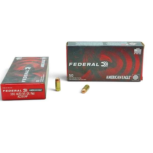 Federal American Eagle 380 Auto, 95 Grain FMJ Ammunition, 100 Rounds
