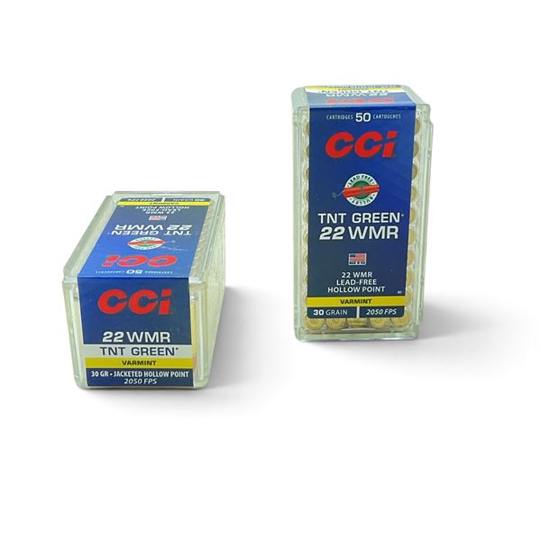 CCI TNT Green 22 Wmr 30 Grain Lead-Free HP Ammunition, 100 Rounds