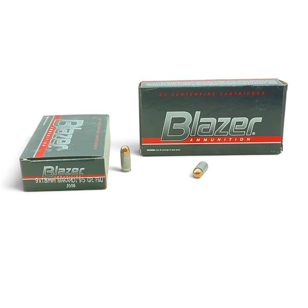Blazer 9x18mm Makarov, 95 Grain FMJ Ammunition, 100 Rounds