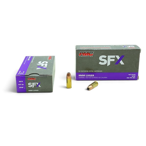 PMC SFX 9mm, 147 Grain SFHP Ammunition, 100 Rounds