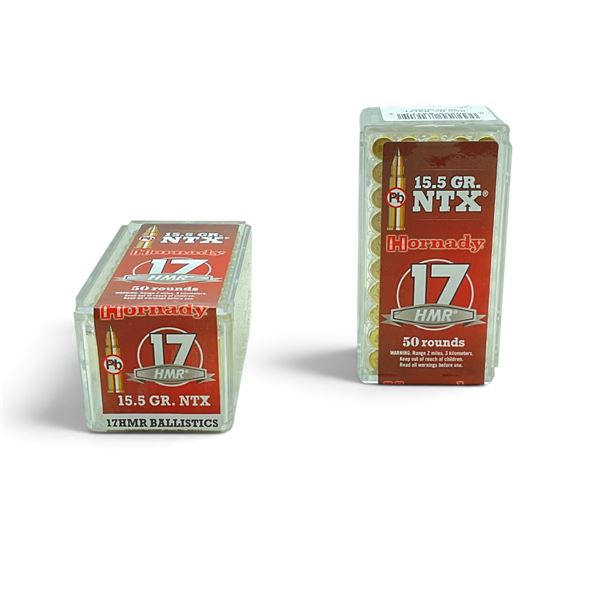 Hornady 17 HMR, 15.5 Grain NTX Ammunition, 100 Rounds
