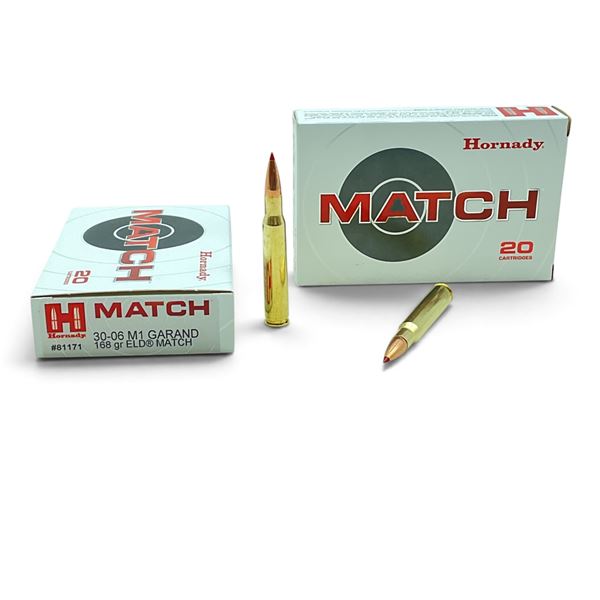 Hornady Match 30-06 M1 Garand, 168 Grain ELD Match Ammunition, 40 Rounds