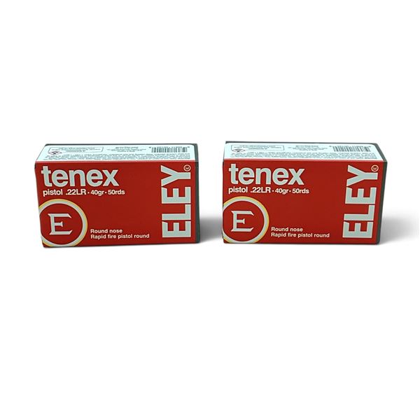 Eley Tenex Pistol 22LR, 40 Grain RN Ammunition, 100 Rounds