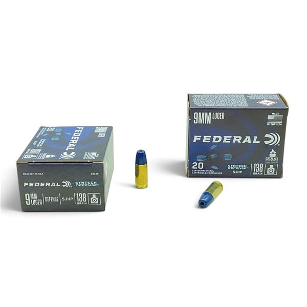 Federal Defense 9mm, 138 Grain SJHP Ammunition, 40 Rounds