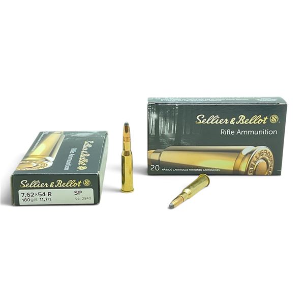Sellier and Bellot 7.62x54 R, 180 Grain SP Ammunition, 40 Rounds