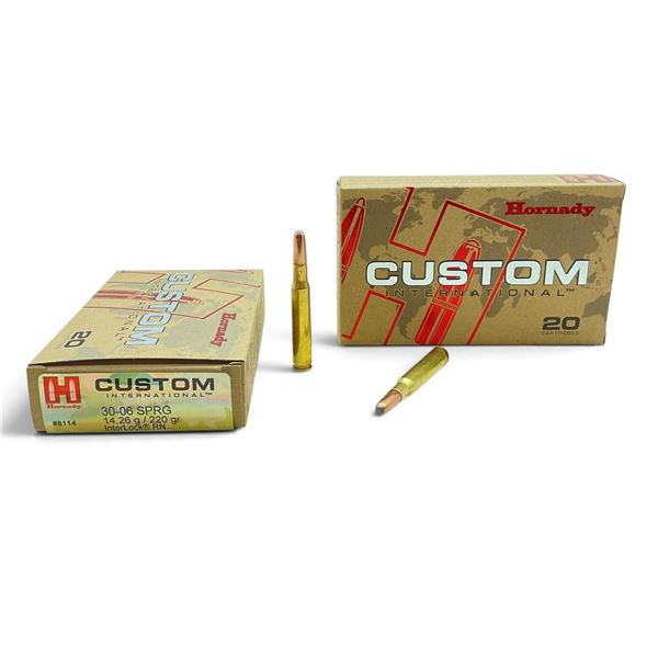Hornady Custom 30-06 SPRG, 220 Grain Interlock RN Ammunition, 40 Rounds