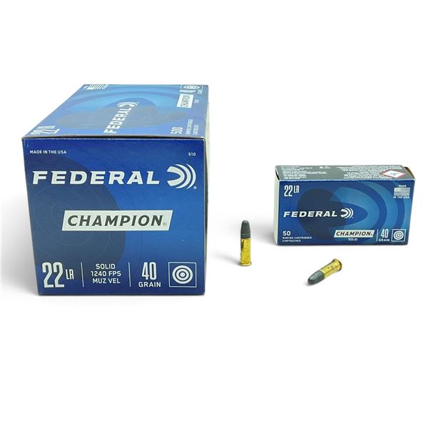 Federal Champion 22LR, 40 Grain Solid Ammunition, 500 Rounds