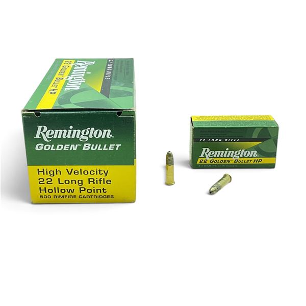 Remington Golden Bullet 22LR, 36 Grain Plated HP Ammunition, 500 Rounds