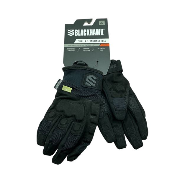 BlackHawk SOLAG Instinct Full Utility Gloves, Size Medium, Black