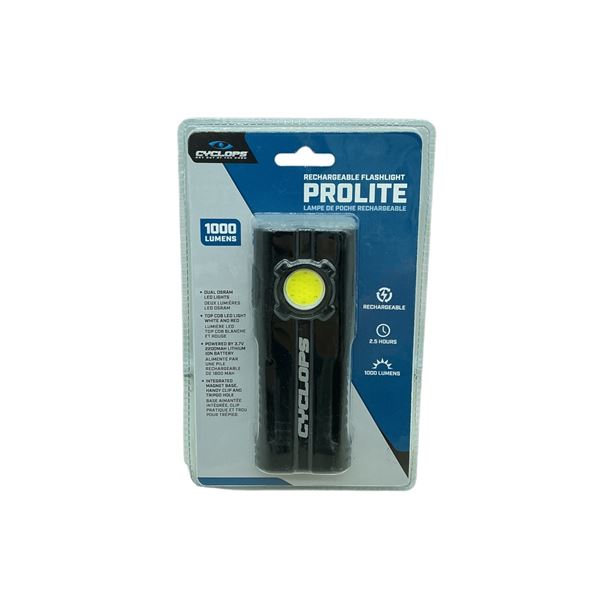 Cyclops ProLite Rechargeable Flashlight, 1000 Lumens, New