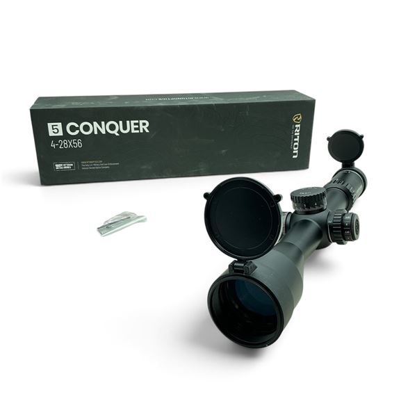 Riton 5 Conquer 4 - 28X 56mm FFP Illuminated Rifle Scope with TPRS MRAD Reticle