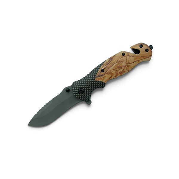 Folding 3 1/2" Blade Tactical Pocket Knife with Strap Cutter and Glass Breaker, New