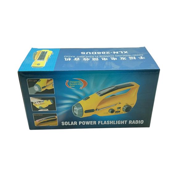 Hand-Winding Charge and Solar Power Flashlight Radio, New