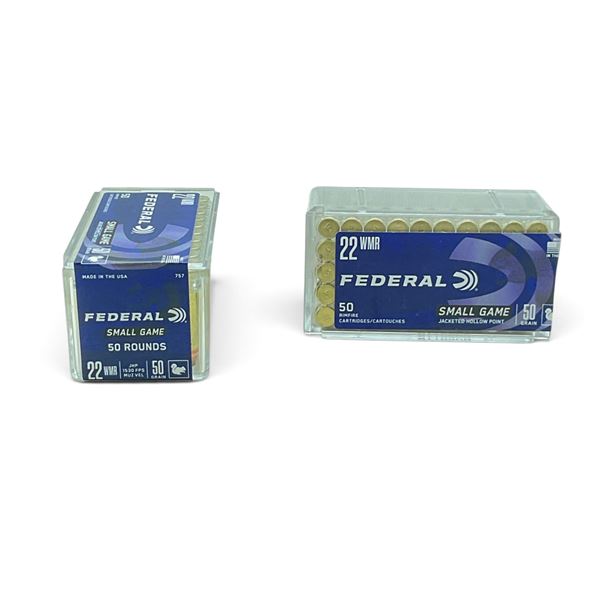 Federal Small Game 22 WMR Jacketed Hollow Point Ammunition, 100 Rounds