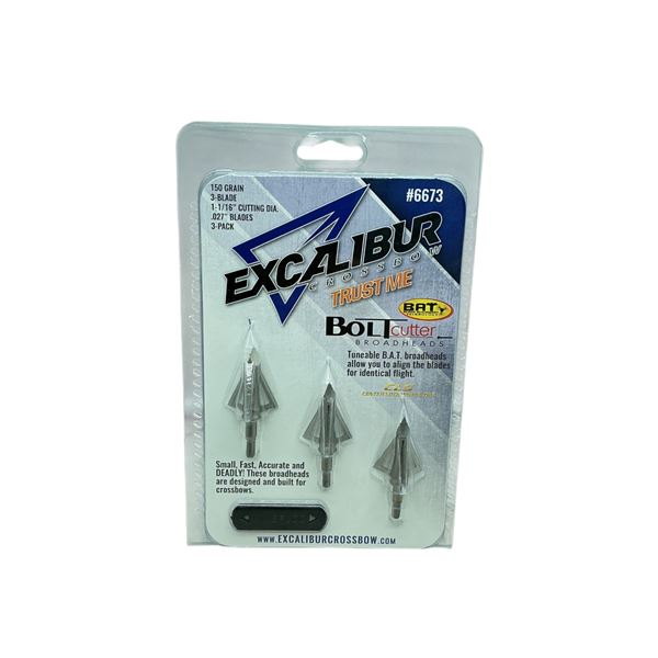 Excalibur Bolt Cutter 150 Grain, 3 Blade Broadheads, 1-1/16" Cut, New