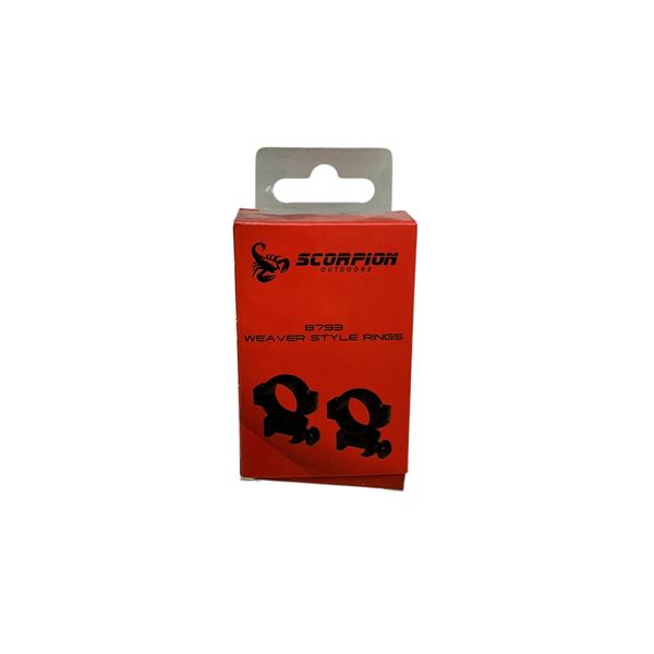 Scorpion Outdoors Weaver Style 1" Medium Height Set of Rings, New