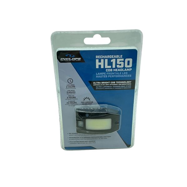 Cyclops HL150, 150 Lumens Rechargeable Cob Headlamp, New
