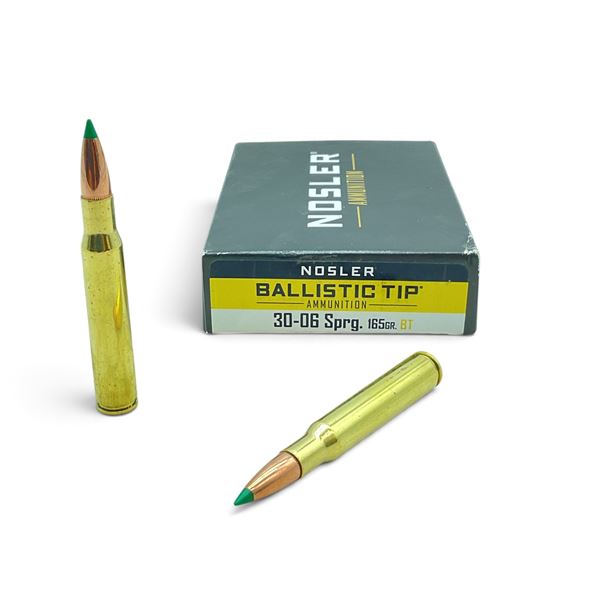 Nosler Ballistic Tip 30-06 SPRG 165 Grain BT Ammunition, 16 Rounds