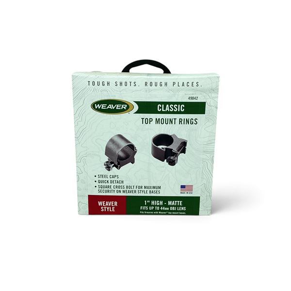 Weaver Classic Top Mount Rings 1" high, New