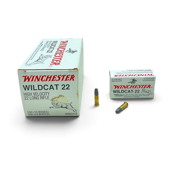 Winchester Wildcat 22 22 LR HV 40 Grain LRN Ammunition, 500 Rounds
