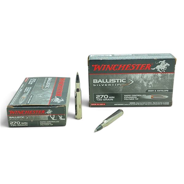 Winchester Ballistic Silvertip 270 Win 130 Grain Ammunition, 40 Rounds