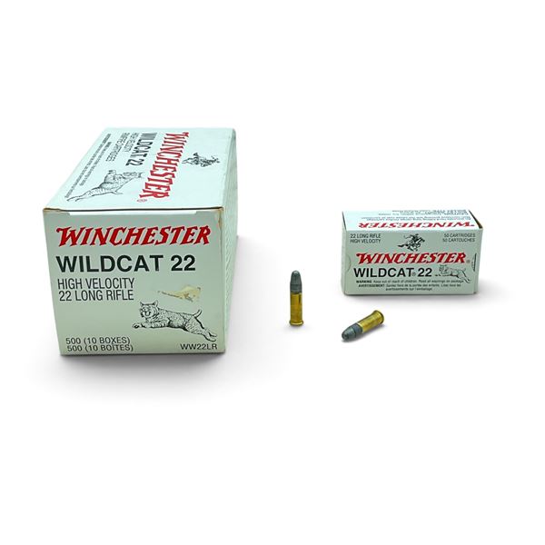 Winchester Wildcat 22 22 LR HV 40 Grain LRN Ammunition, 500 Rounds