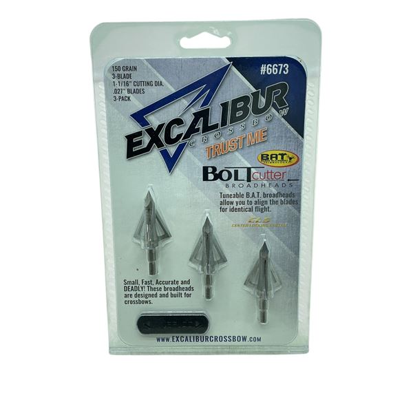 Excalibur Bolt Cutter 150 Grain, 3 Blade Broadheads, 1-1/16" Cut, New