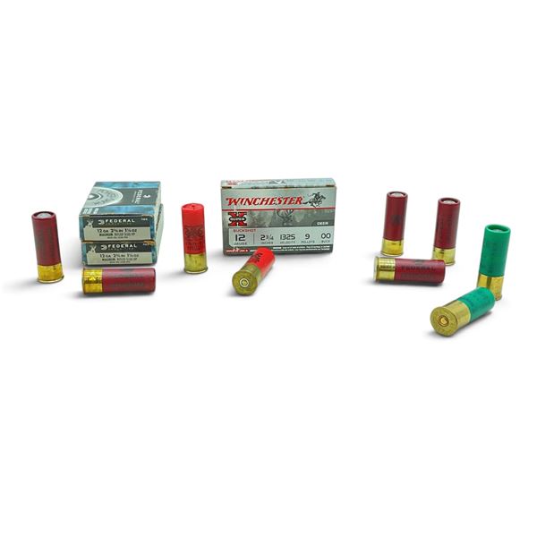 Assorted 12 Ga 2 3/4" Rifled Slug Ammunition, 15 Rounds and 00 Buck, 5 Rounds