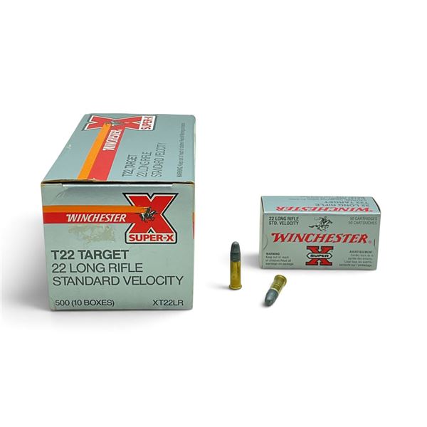 Winchester Super X T22 Target 22 LR Standard Velocity 40 Grain LRN Ammunition, 500 Rounds
