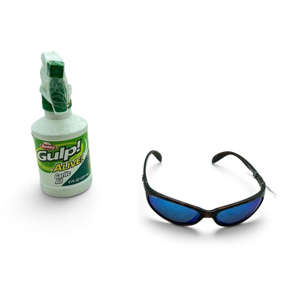 Berkley Gulp Alive Garlic Fish Attractant 237ml and Polarized Smoker Calcutta Glasses
