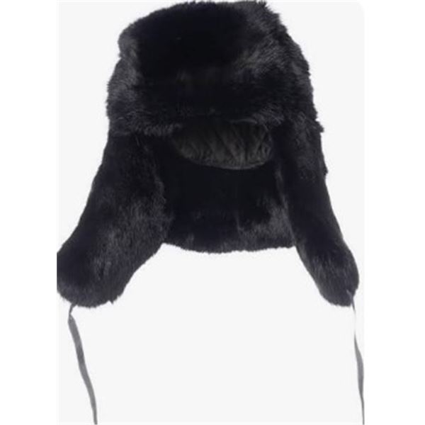 2x Fur Rabbit Hat Black Size Small/Med