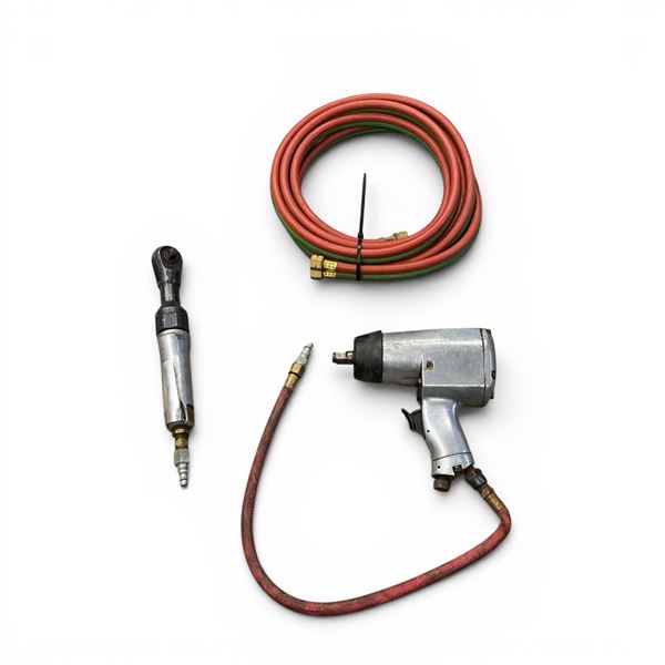 Pneumatic Wrench, Sears 3/8" Impact Tool and Hose