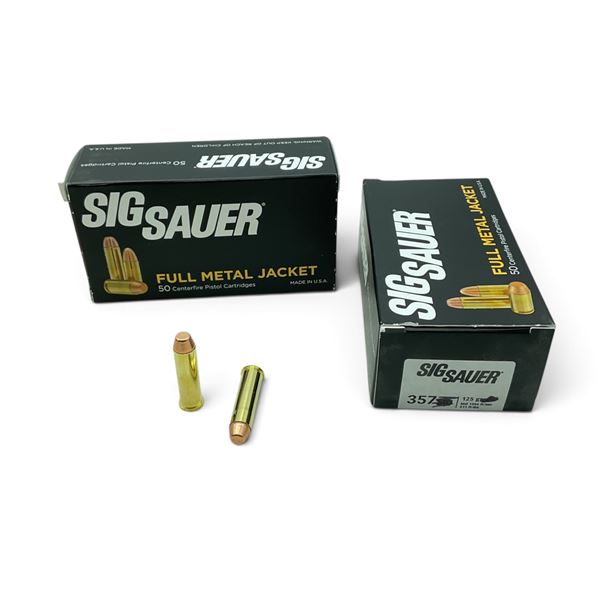 Sig Sauer 357 Mag, 125 Grain, FMJ Ammunition, 100 Rounds
